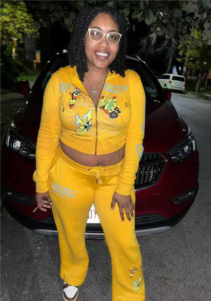 Women's Fashion Print Casual Two Piece Tracksuit Set