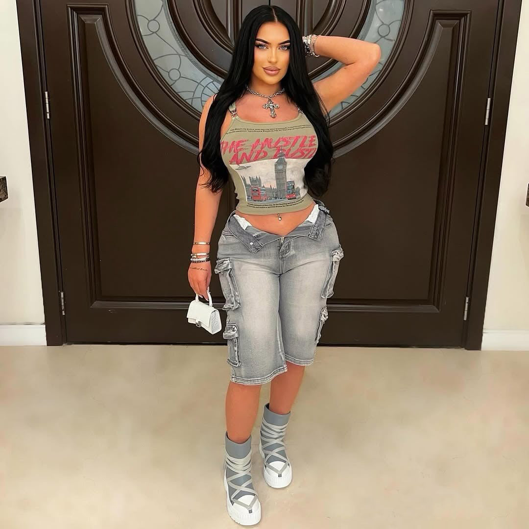 Women Summer Loose Casual Large Pocket Washed Shorts 3