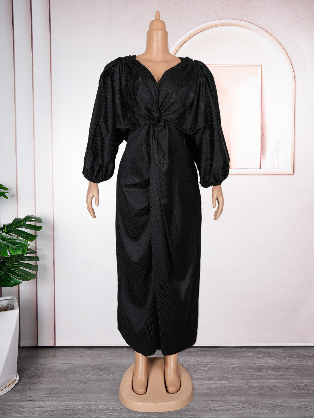 Plus Size Women V Neck Raglan Sleeve Dress 12