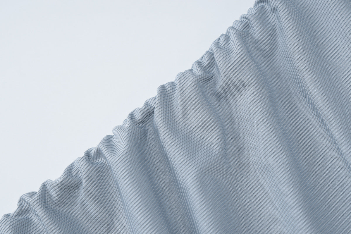 Women's Summer Fashion Solid Color Slash Shoulder Pleated Slim Chic Dress 18