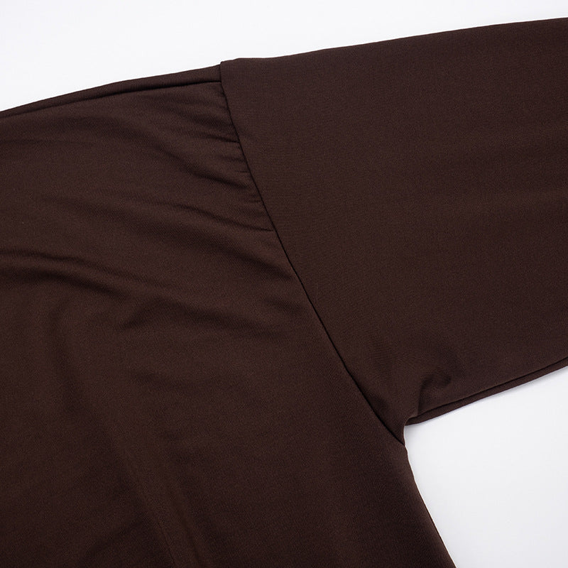 Women's Autumn Street Sexy Deep V Bat Sleeves Long Sleeve Dress 37