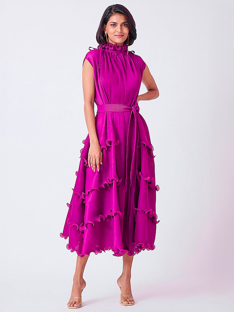 Plus Size African Women French Ruffle Edge Elegant Dress 24