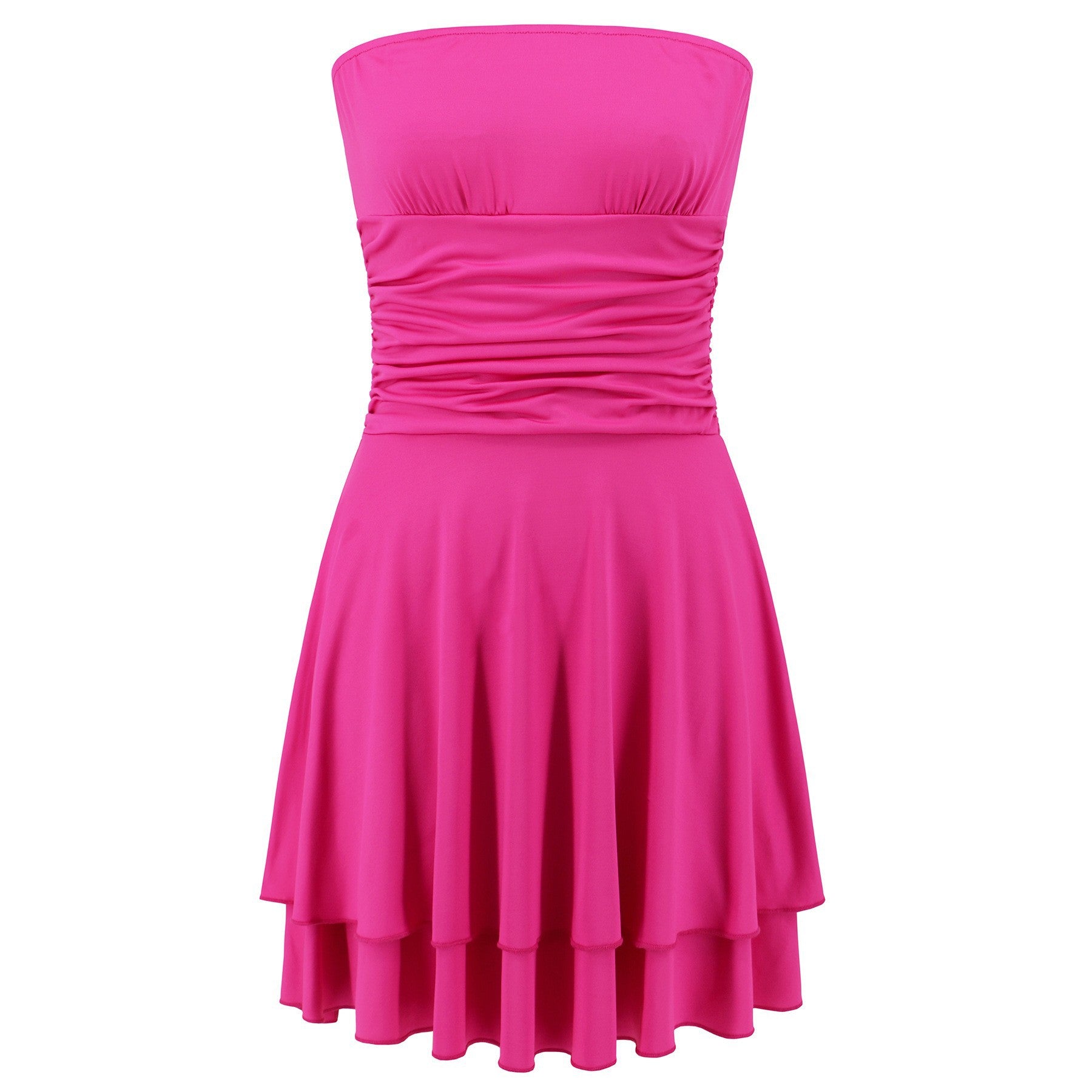 Solid Color Strapless short dress 18