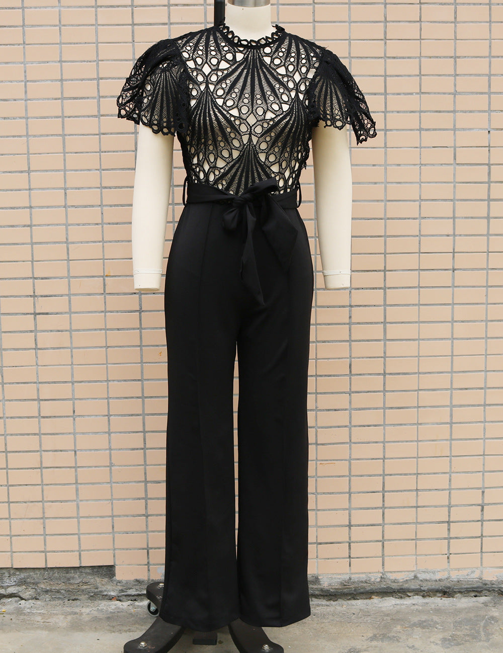 Solid Lace Patchwork Summer Chic Slim Fit Jumpsuit 10