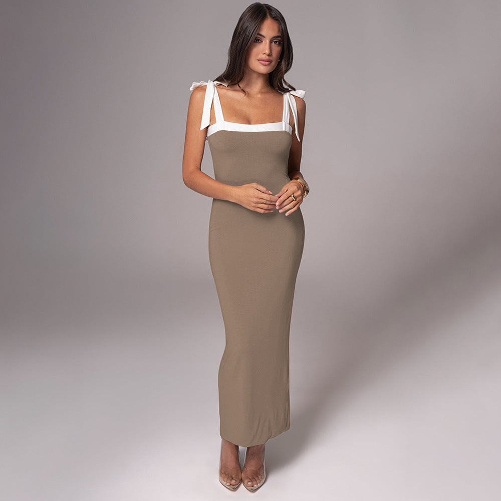 Women Fall sexy suspender sleeveless lace-up Bodycon dress 7