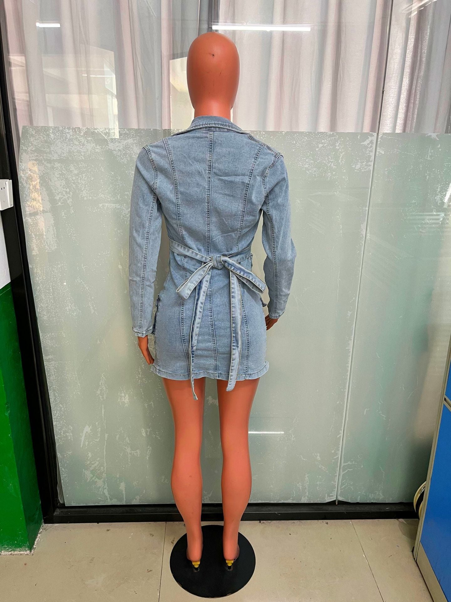 Women Sexy Long Sleeve Denim Dress 7