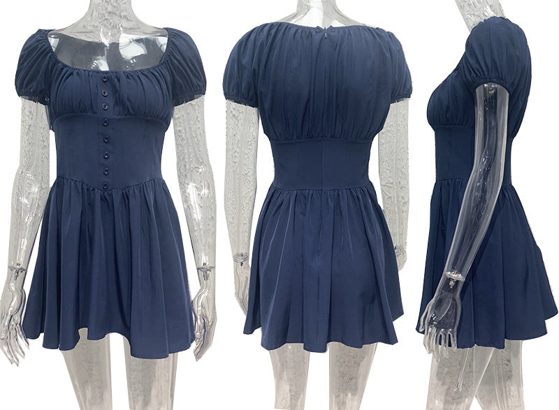 Women Puff Sleeve Square Neck Dress 11