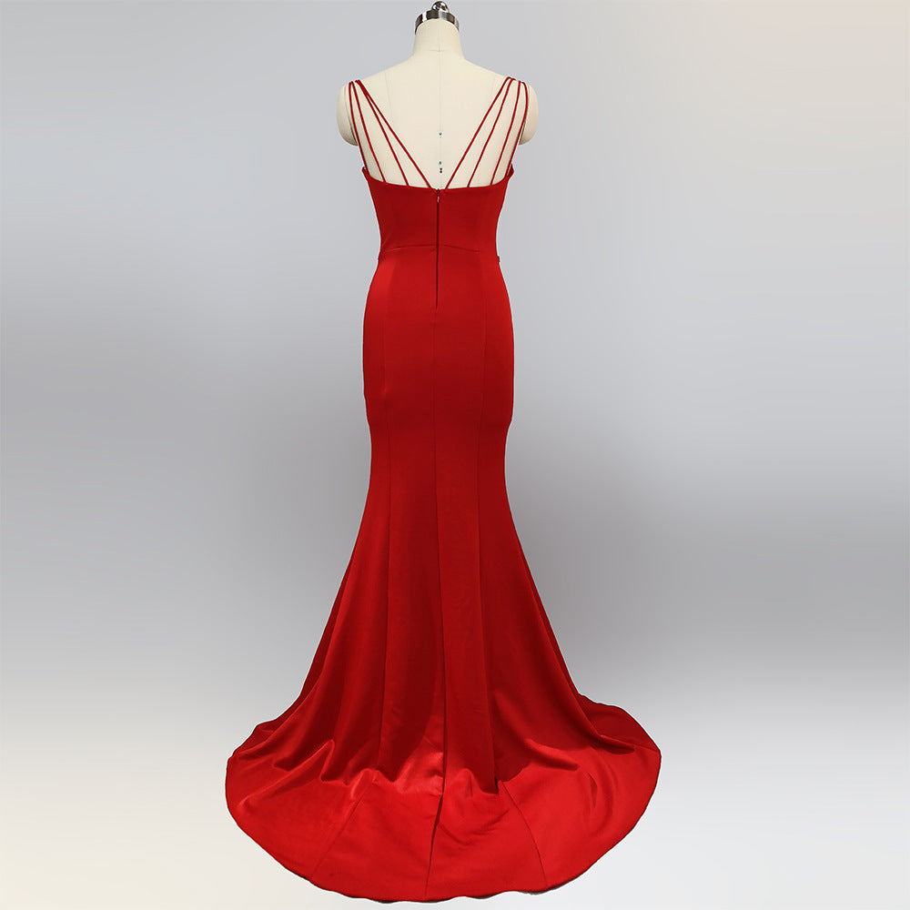 Ladies Summer Sexy V Neck Mermaid Evening Dress 24