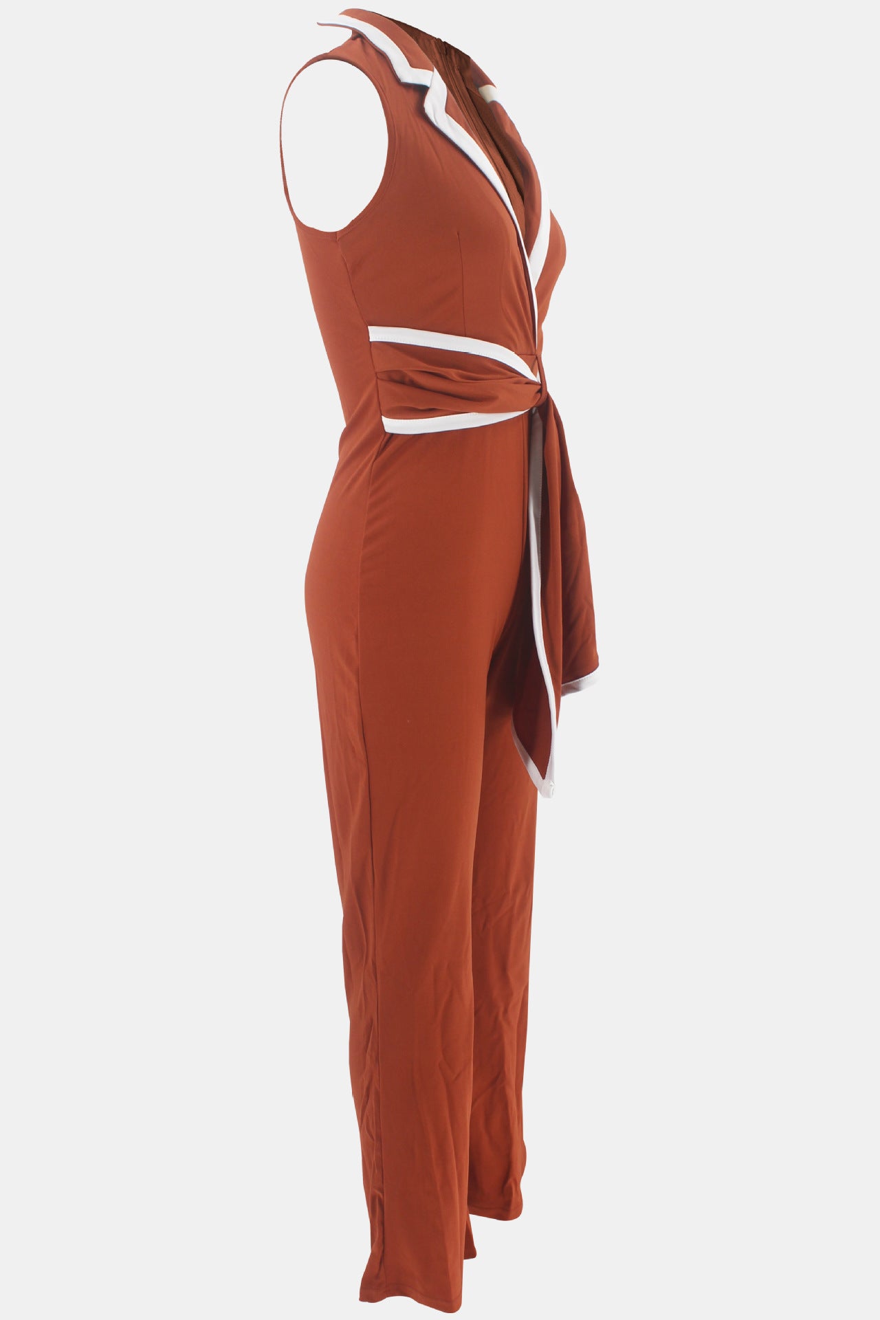 Summer Women's Fashionable V-Neck Chic Elegant Sleeveless Wide Leg Jumpsuit 58