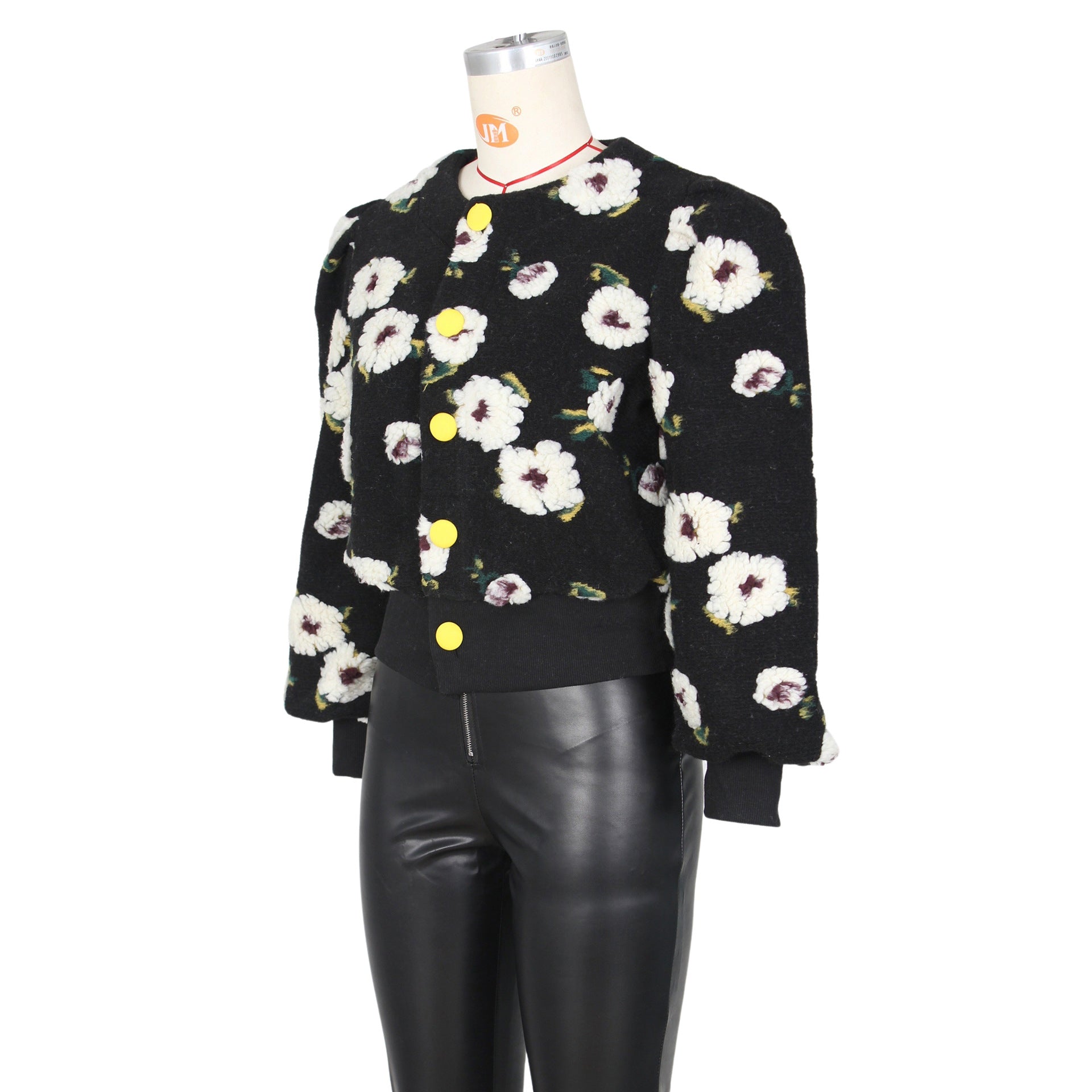Women Fall and Winter Retro Flower Crop Jacket 32