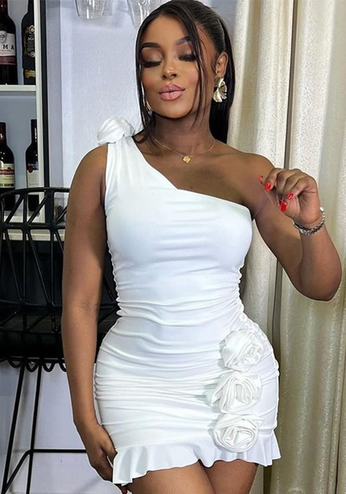 Women's Solid Color Sexy Slash Shoulder Sleeveless Low Back Bodycon Casual Trendy Dress