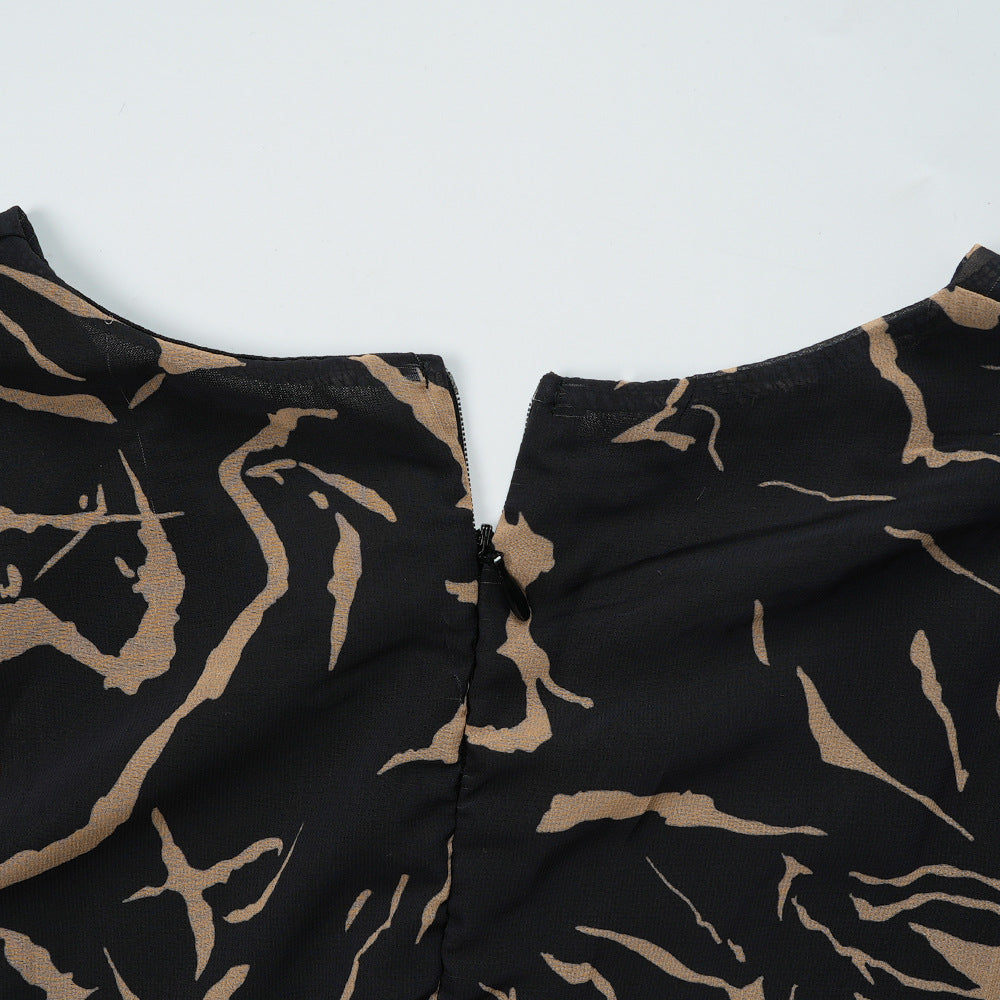 Plus Size African Women Long Sleeve Elegant Print Chiffon Maxi Dress 14