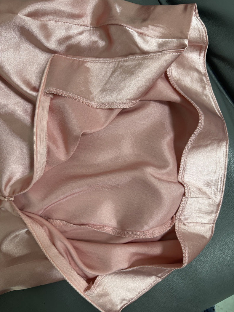 Women Satin Solid Bodycon Fishtail Skirt 8