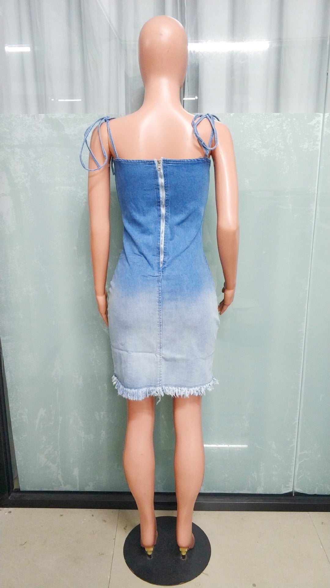 Women Sexy Backless Camisole Bodycon Denim Dress 5