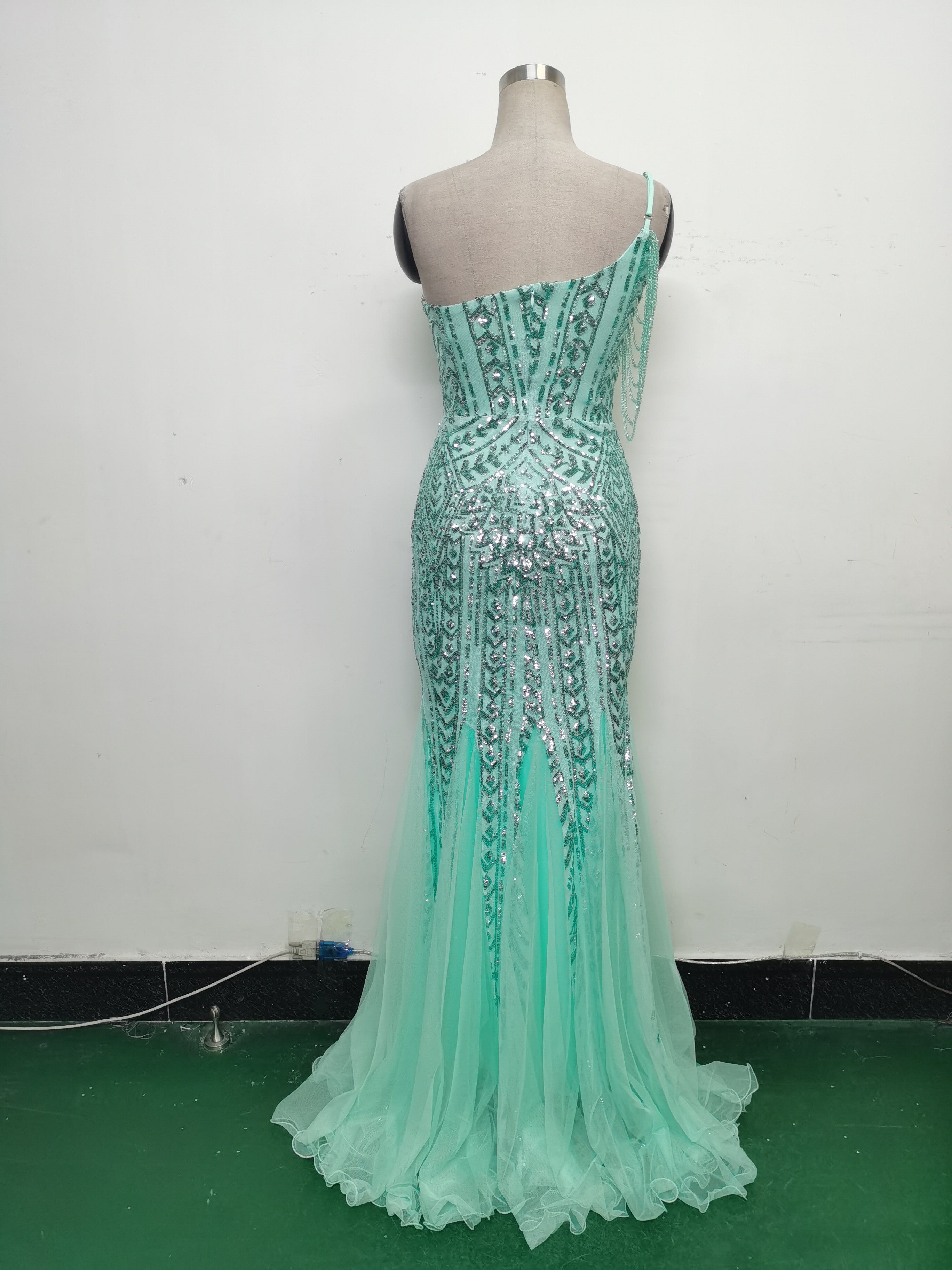 Women gift-ordered sequined mesh evening dress 25