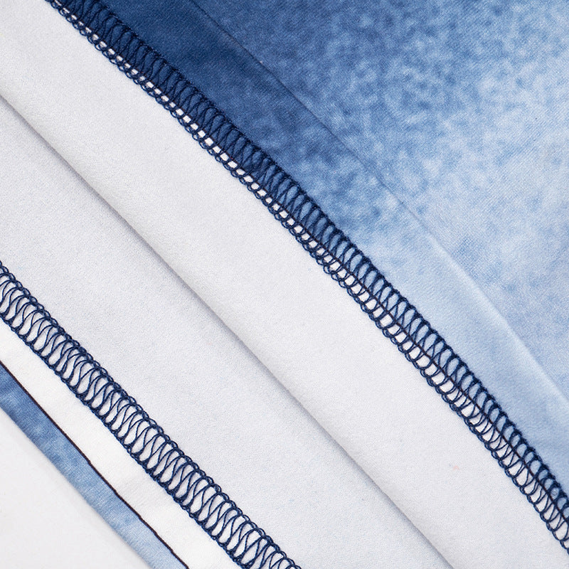 Women's Autumn Gradient Color Three Quarter Sleeve Crop Top High Waist Trousers Casual Two Piece Set 18