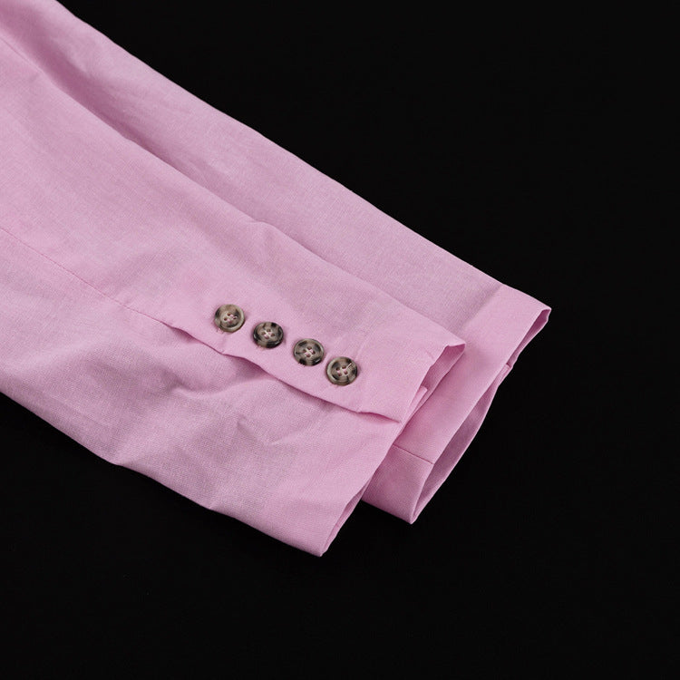 Linen Turn-Down Collar Long-Sleeve Tie-Front Shirt Dress 15