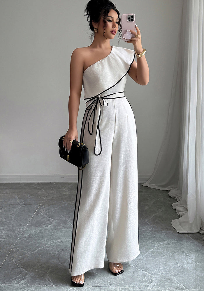 Summer Women's Chic Elegant One-Shoulder Wide-Leg Jumpsuit