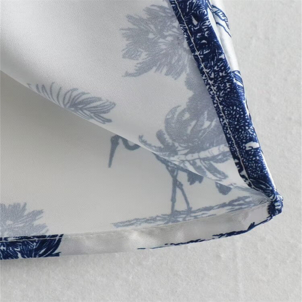 Summer Women loose long-sleeved printed shirt And Pant two-piece set 11