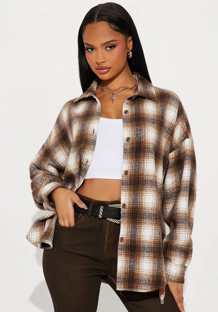 Women Fall and Winter Plaid Patchwork Shirt