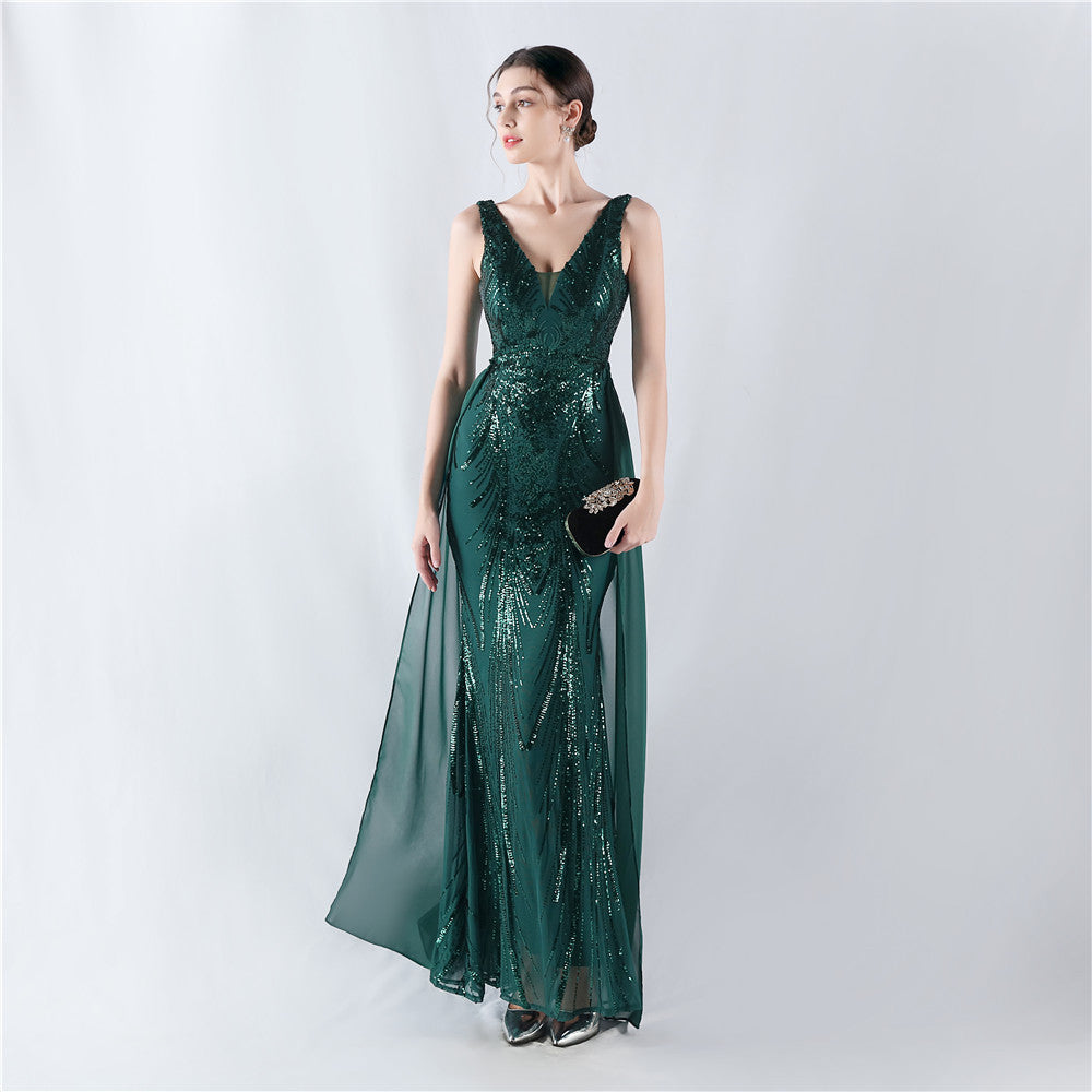 Elegant Sequin Rhinestone Chain Evening Dress 16