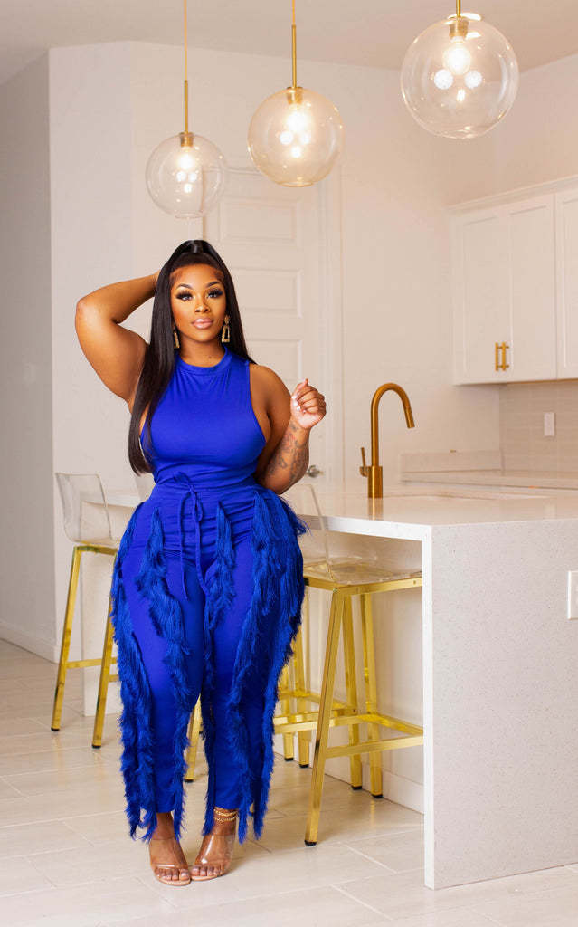 Women's Solid Color Tassel Two Piece Suit 4