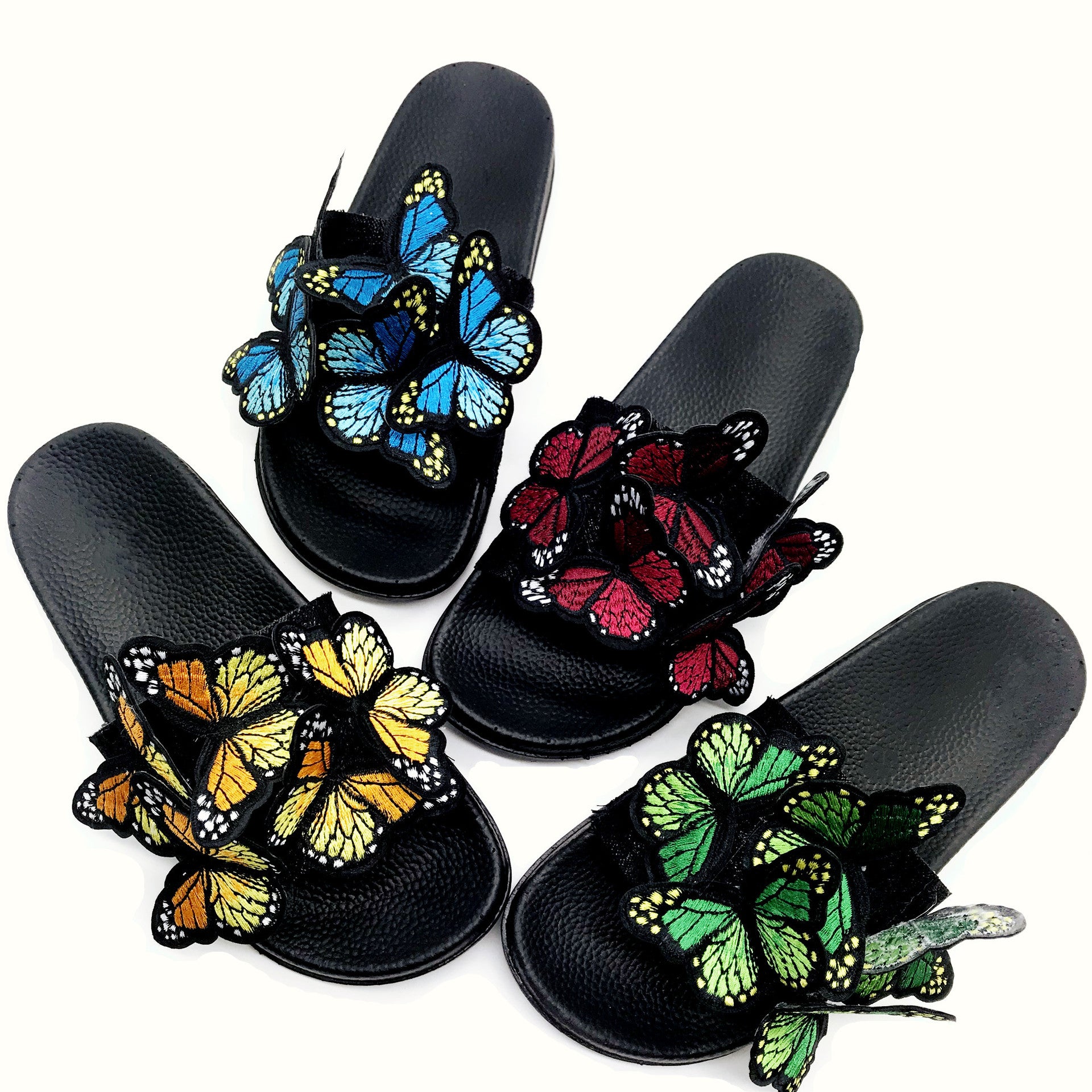 Women bowknot embroidered flip flops and flat shoes 15