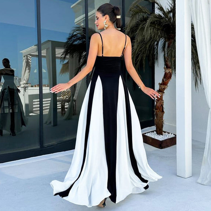 Summer Fashion Contrast Color Patchwork Strap Dress 6