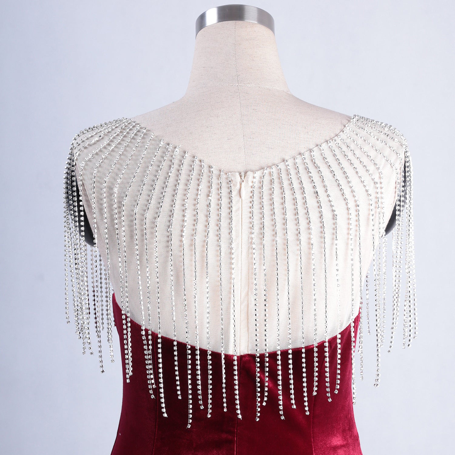 diamond chain velvet evening dress Formal Party long slim and elegant mermaid Prom Dress 40