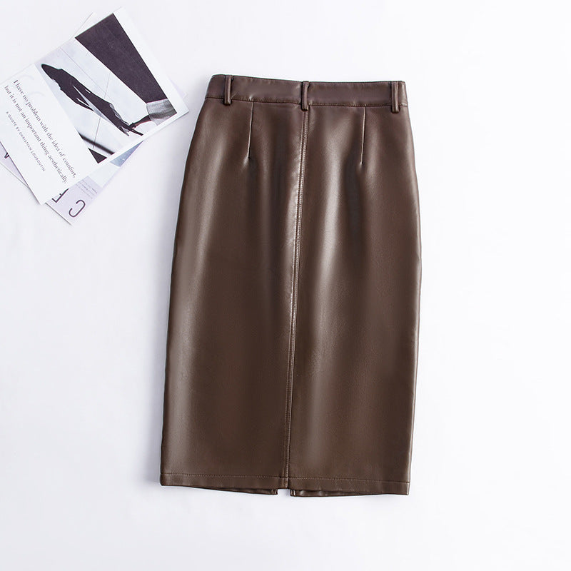 Women slit Bodycon Pu-Leather Skirt 5