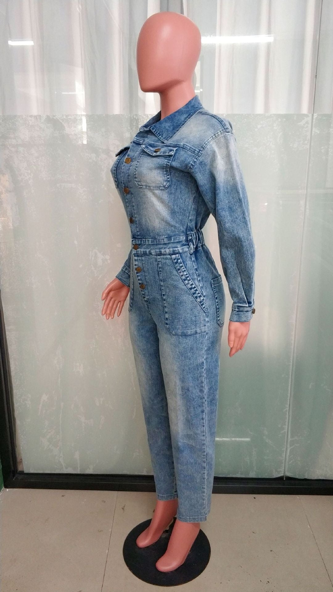 Women Clothing Wash Denim Jumpsuit 9