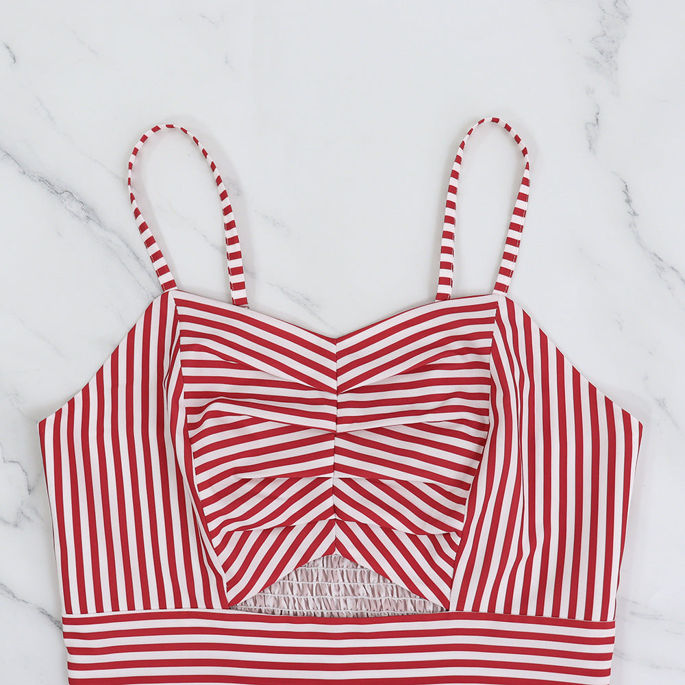 Women's Striped Strap Casual Midi Dress 6