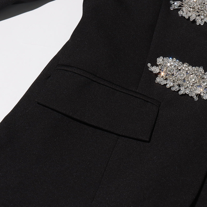 Women British style v-neck beaded Beaded Blazer 15