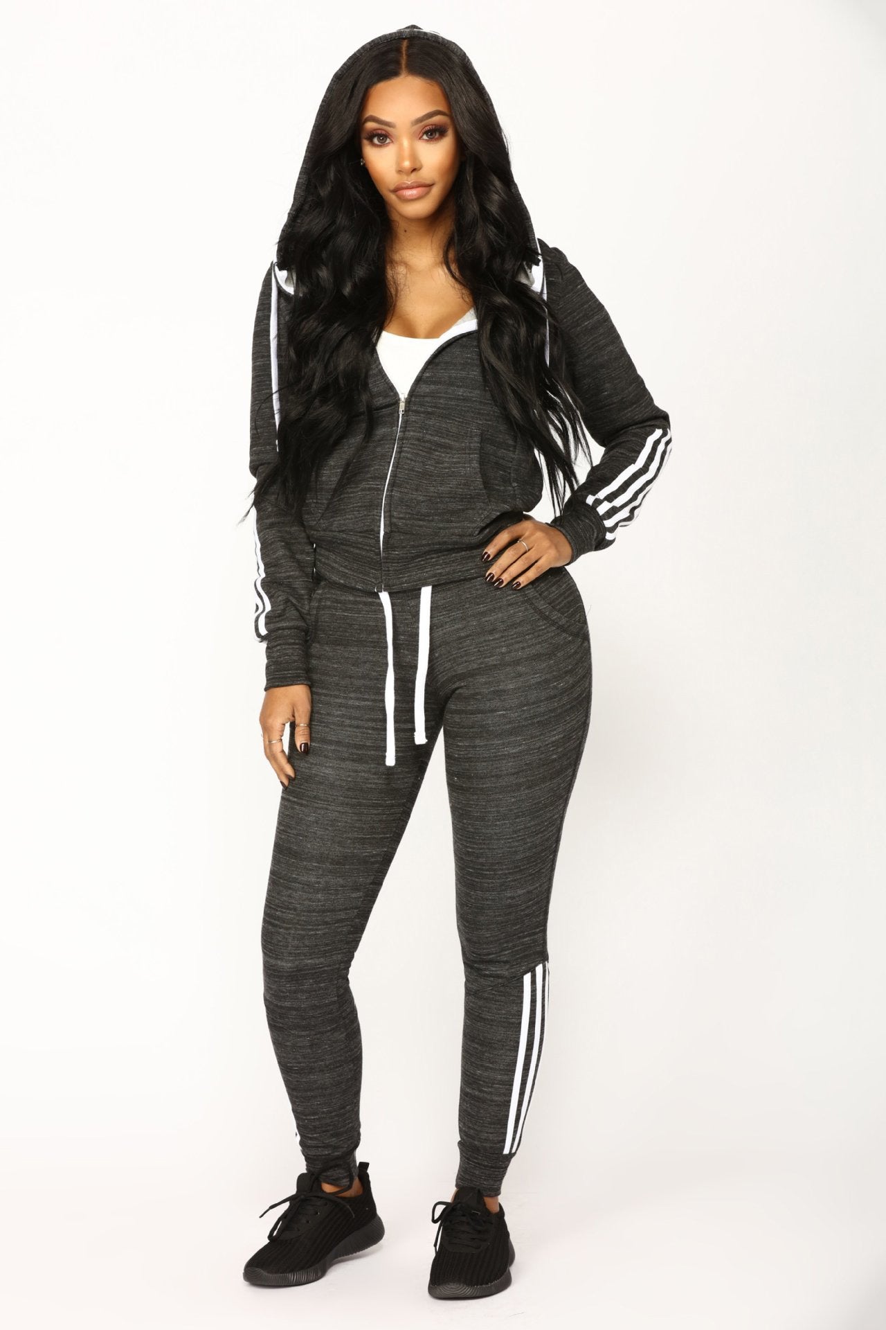 Women Long Sleeve Hoodies and Long Pants SportswearTwo Piece Set 3