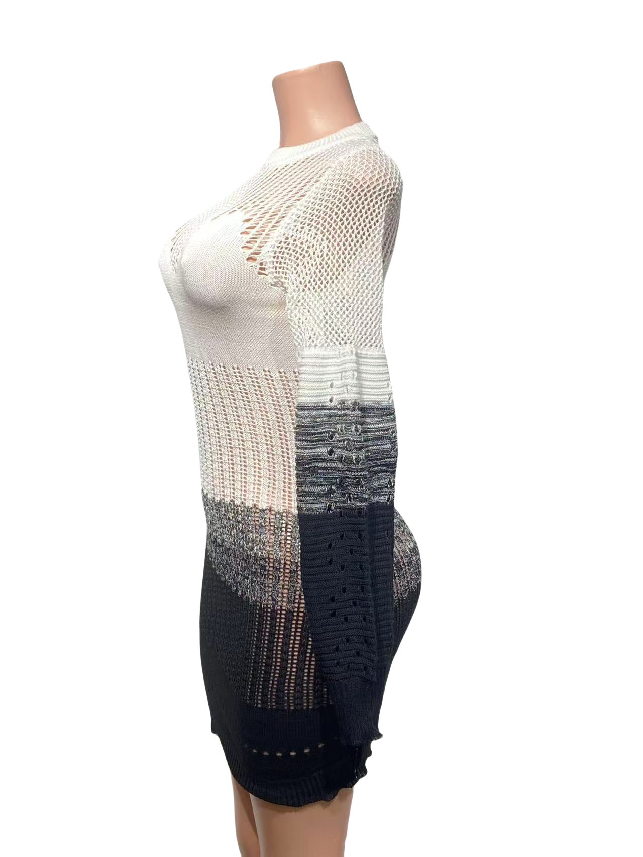 Women Autumn Hollow Knitting Style Beach Dress 16