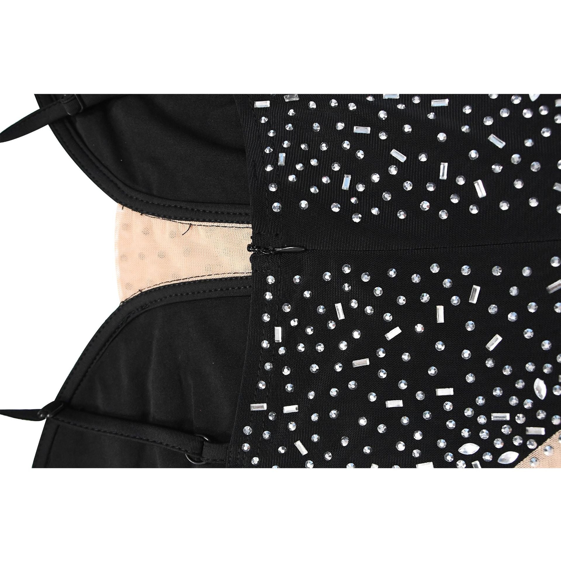 Women's Fashion Solid Color Mesh Beaded Long Sleeve Dress 22