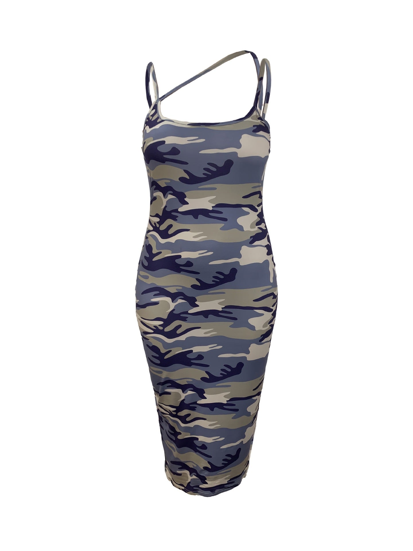Plus Size Women's Fashionable Camouflage Print Strap Dress 4