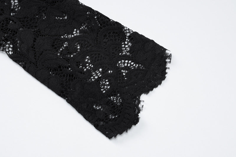 Women's Spring Fashionable And Sexy Lace Patchwork Slim Long Sleeve Dress 11