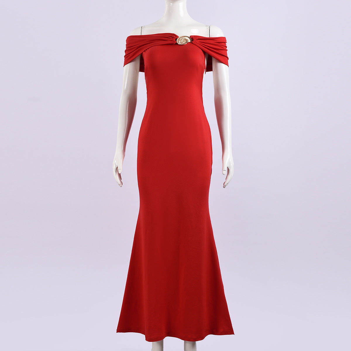 Autumn Women's Chic Off Shoulder Lace-Up Low Back Slim Long Dress 8