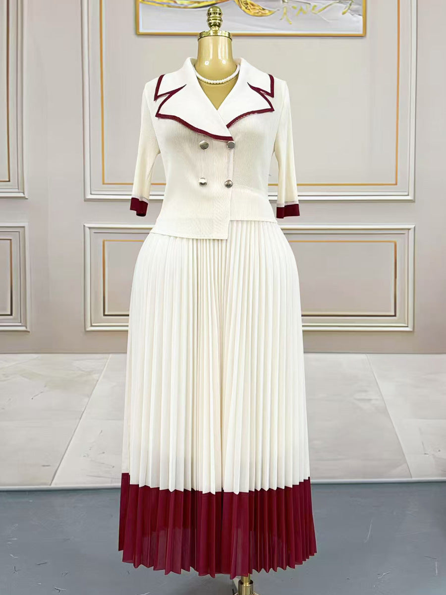 Plus-Size Women's Ruffled African Print Fake Two-Piece Color-Block Pleated Dress 5