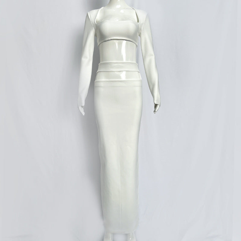 Women Long Sleeve Top and bandage dresses Two-Piece Set 11