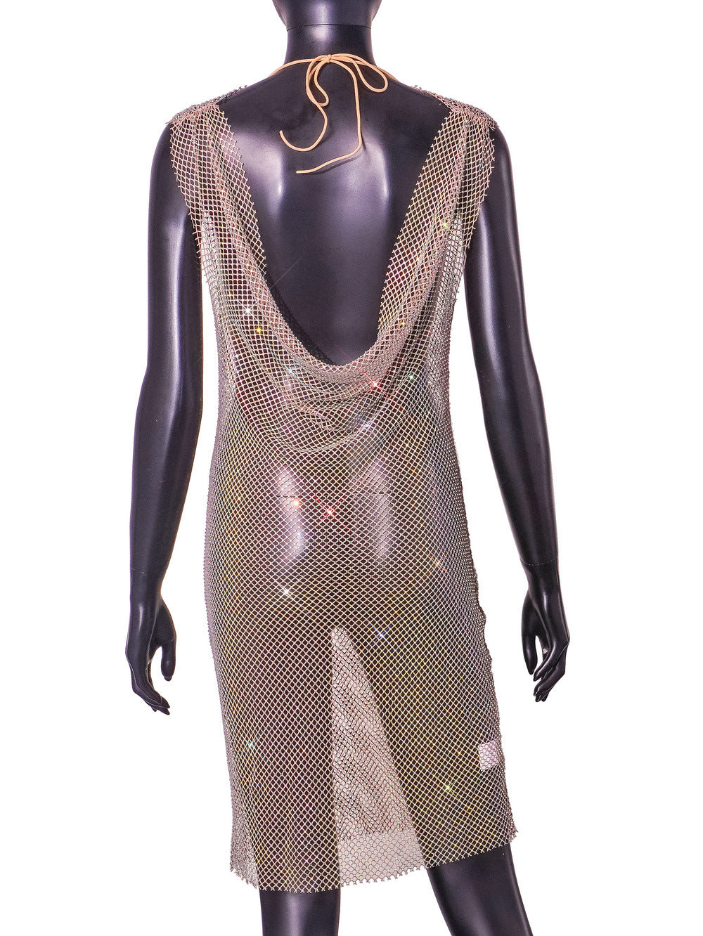 Women Summer Stretchy Rhinestone Sleeveless Dress 8