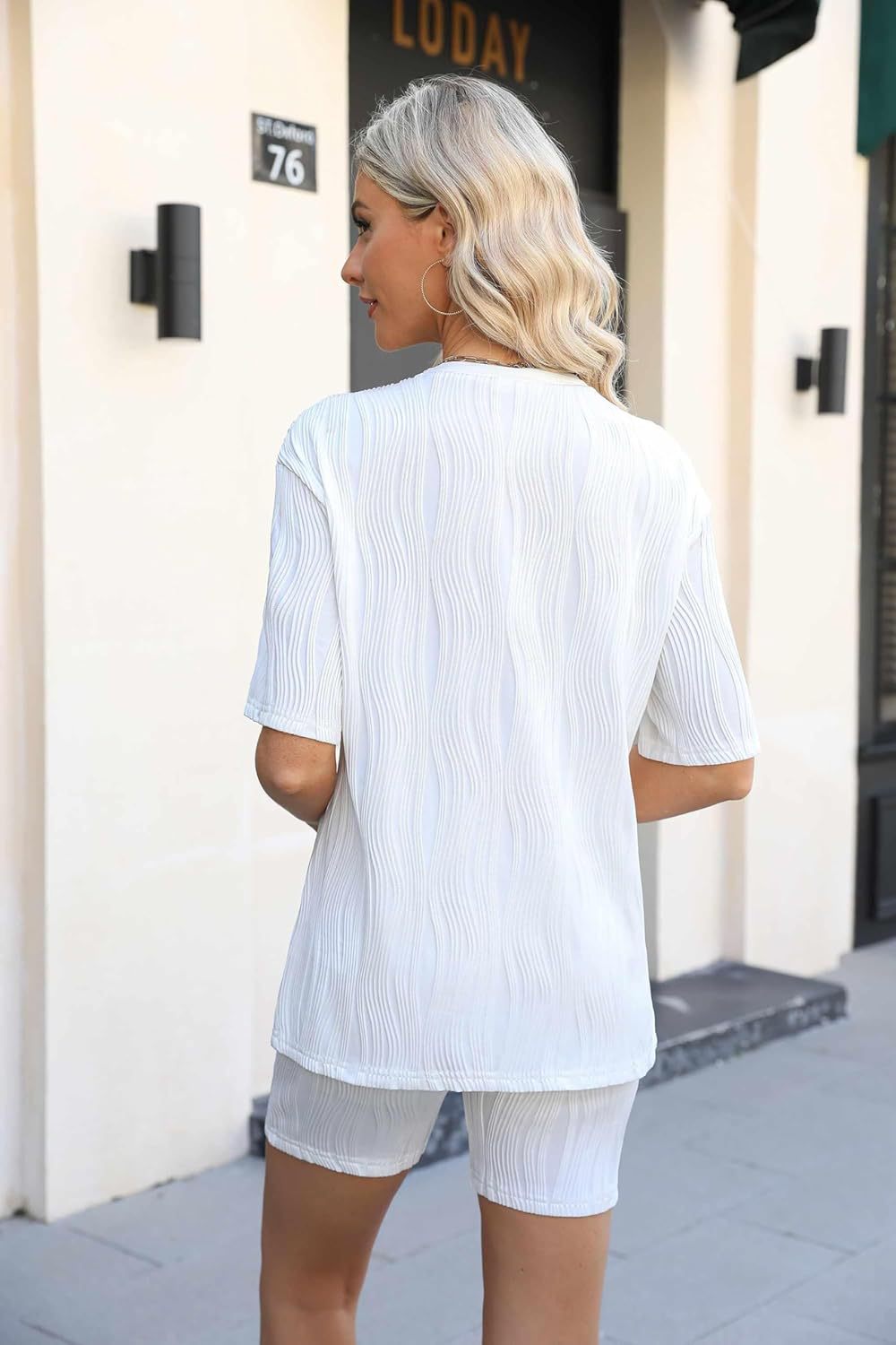 Spring Summer Casual Short Sleeve Pajamas Fashion Two Piece Shorts Set 11