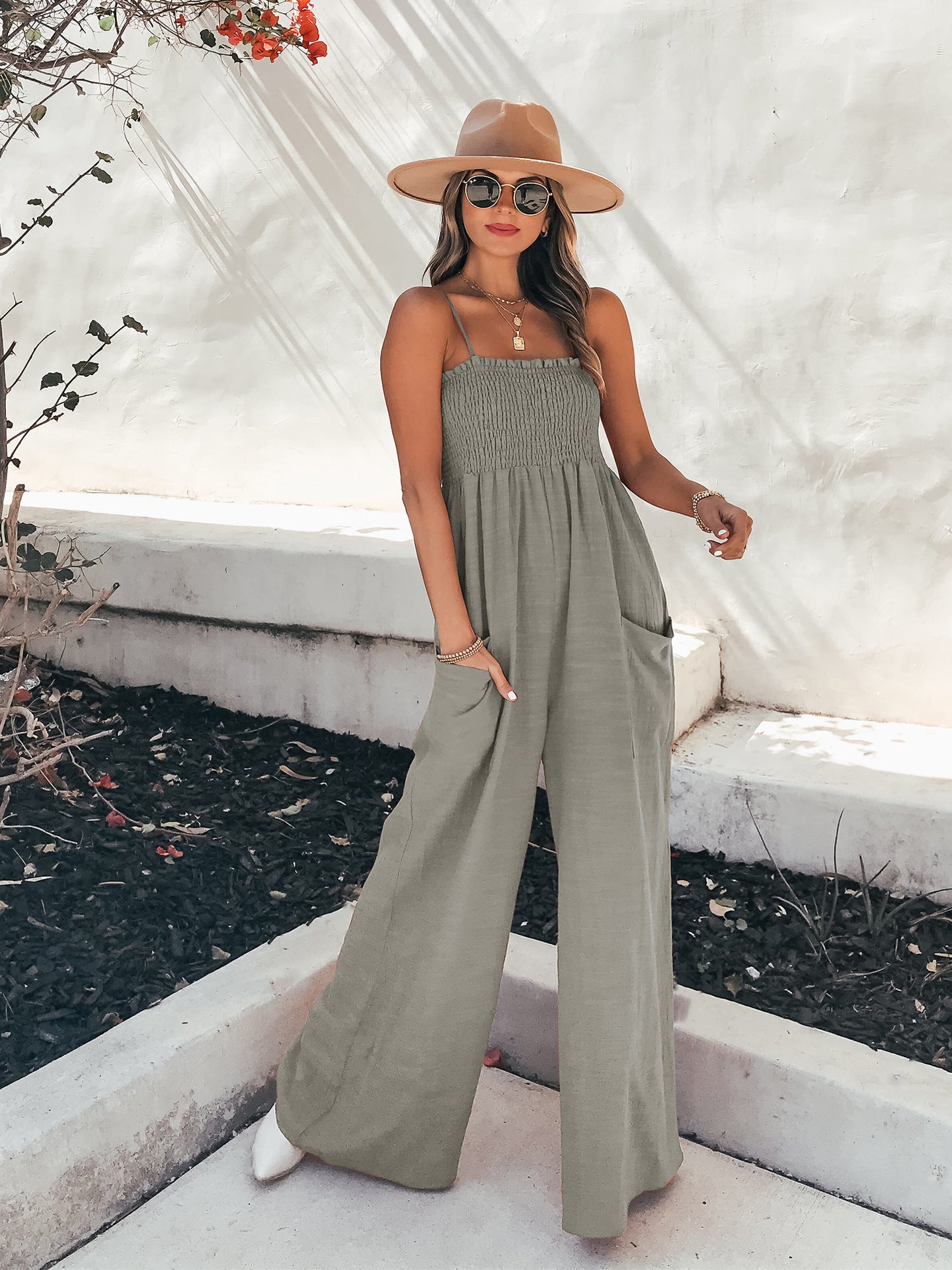 Women Sexy Camisole Loose Casual Holidays Wide Leg Jumpsuit 10