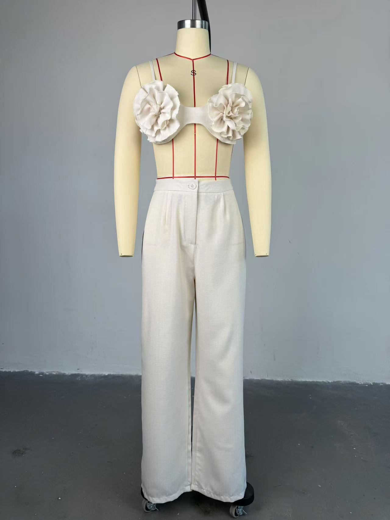 Women Fall Strapless Top and Pant Two Piece Set 10