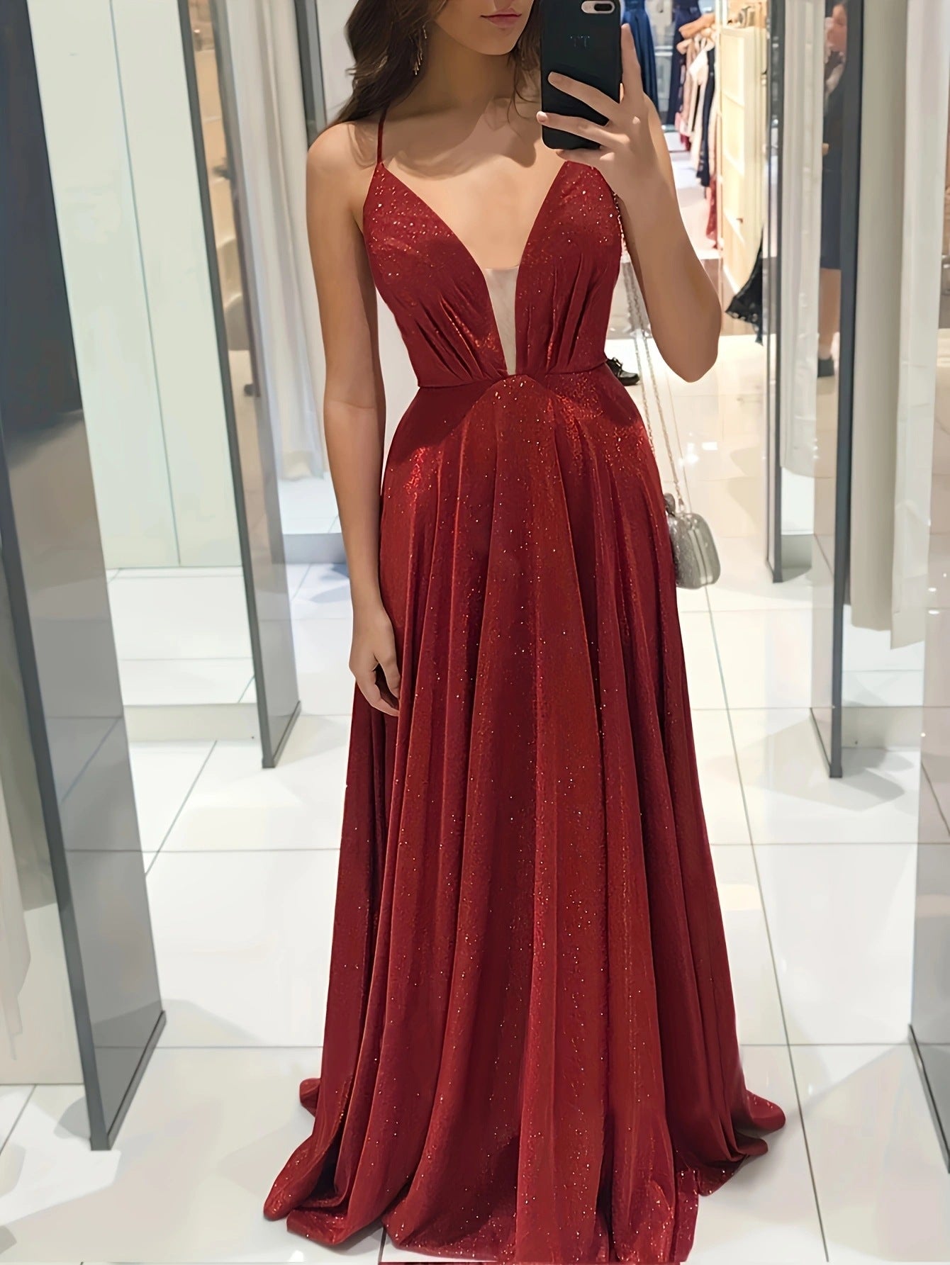 Plus Size Women Suspender V Neck Lace Up Sleeveless Backless Evening Dress 5