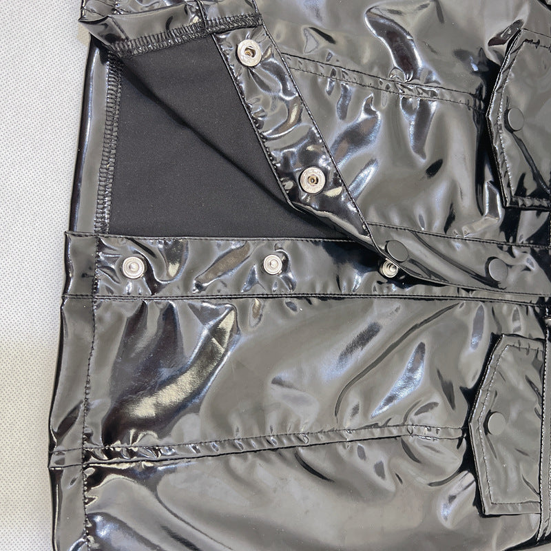 Women's Turndown Collar Pu Long Sleeve Women's Single Breasted Leather Jacket 11