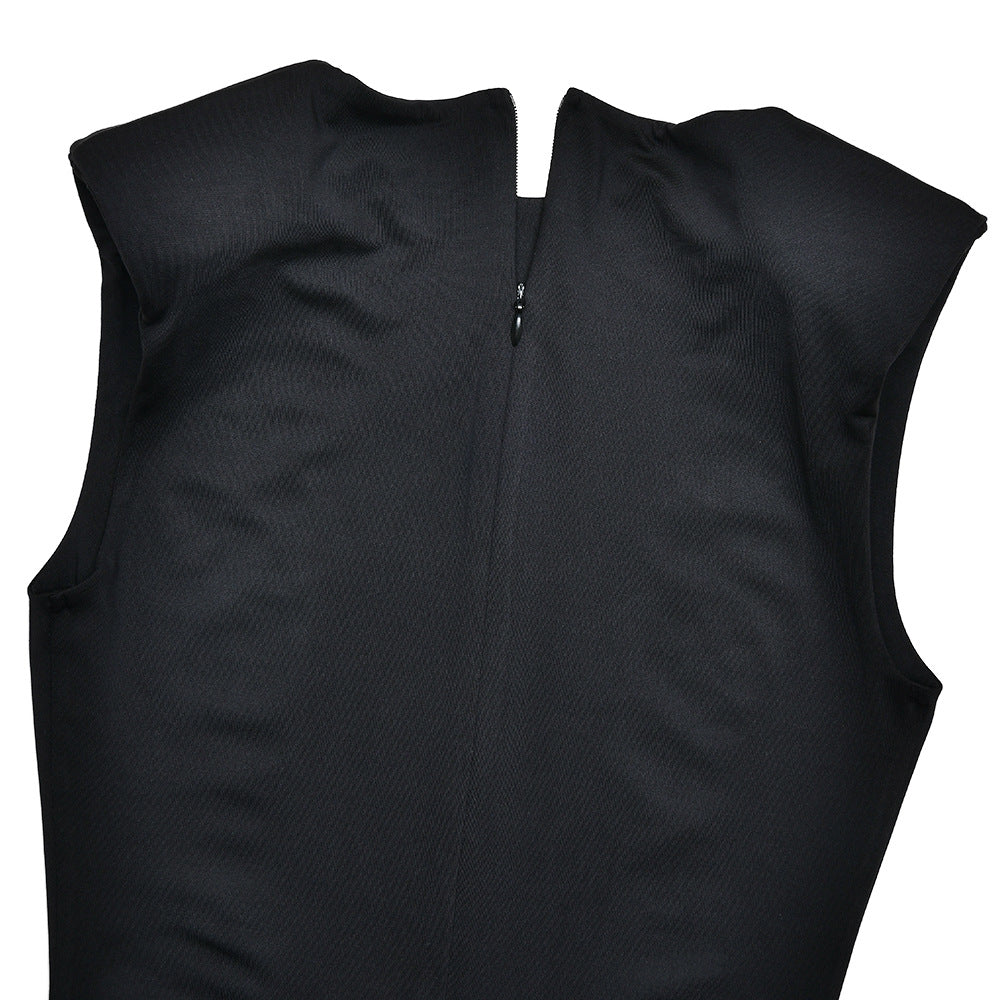 Women Spring Summer Sexy Pleated Patchwork Sleeveless Solid Dress 12