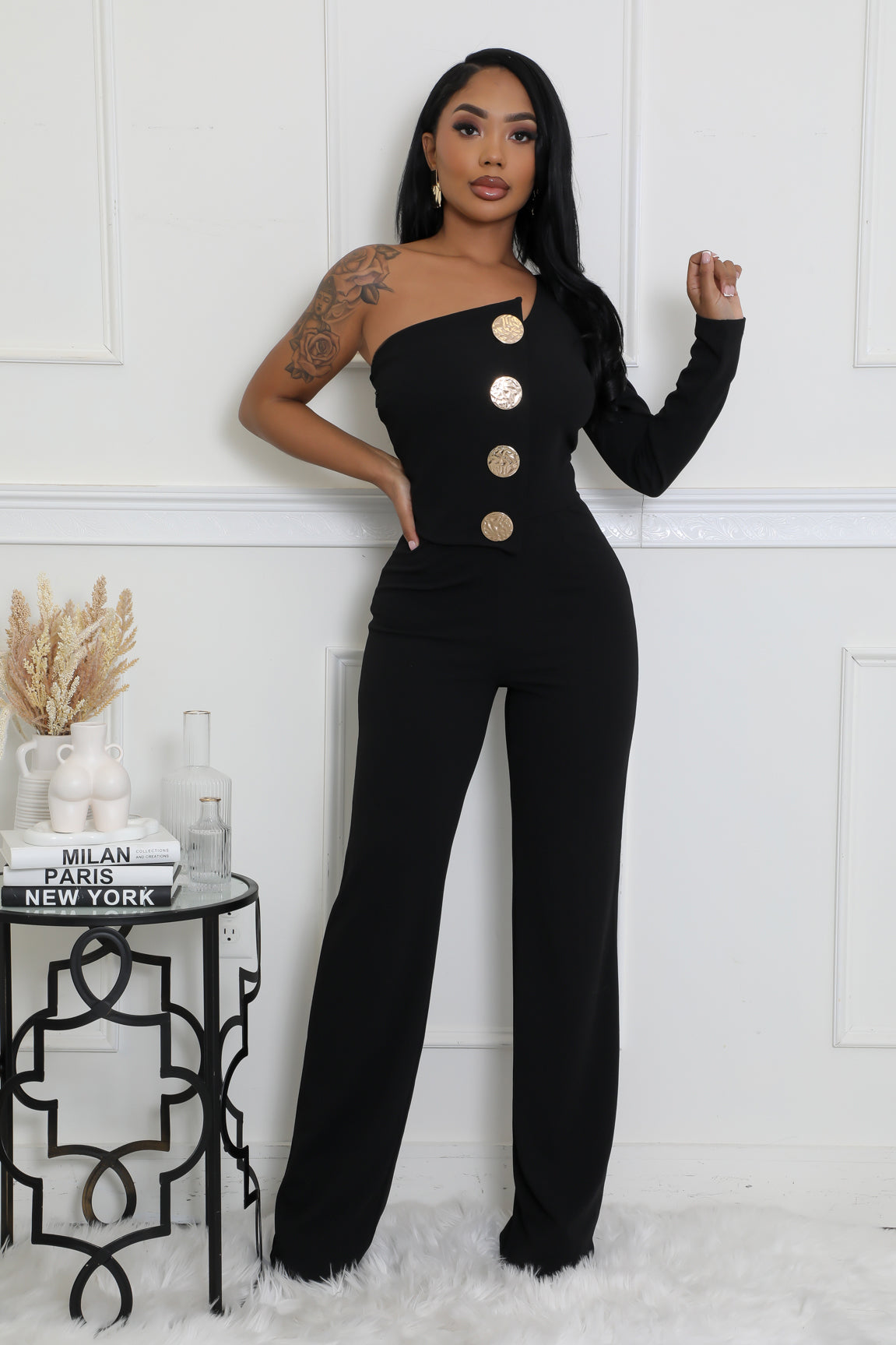 Women Sexy One Shoulder Long Sleeve Jumpsuits 6