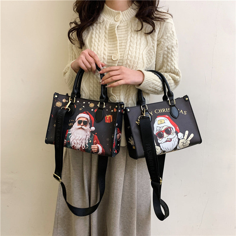 Santa Claus Print Tote Bag Women's Trendy Handbag Shoulder Bag 6